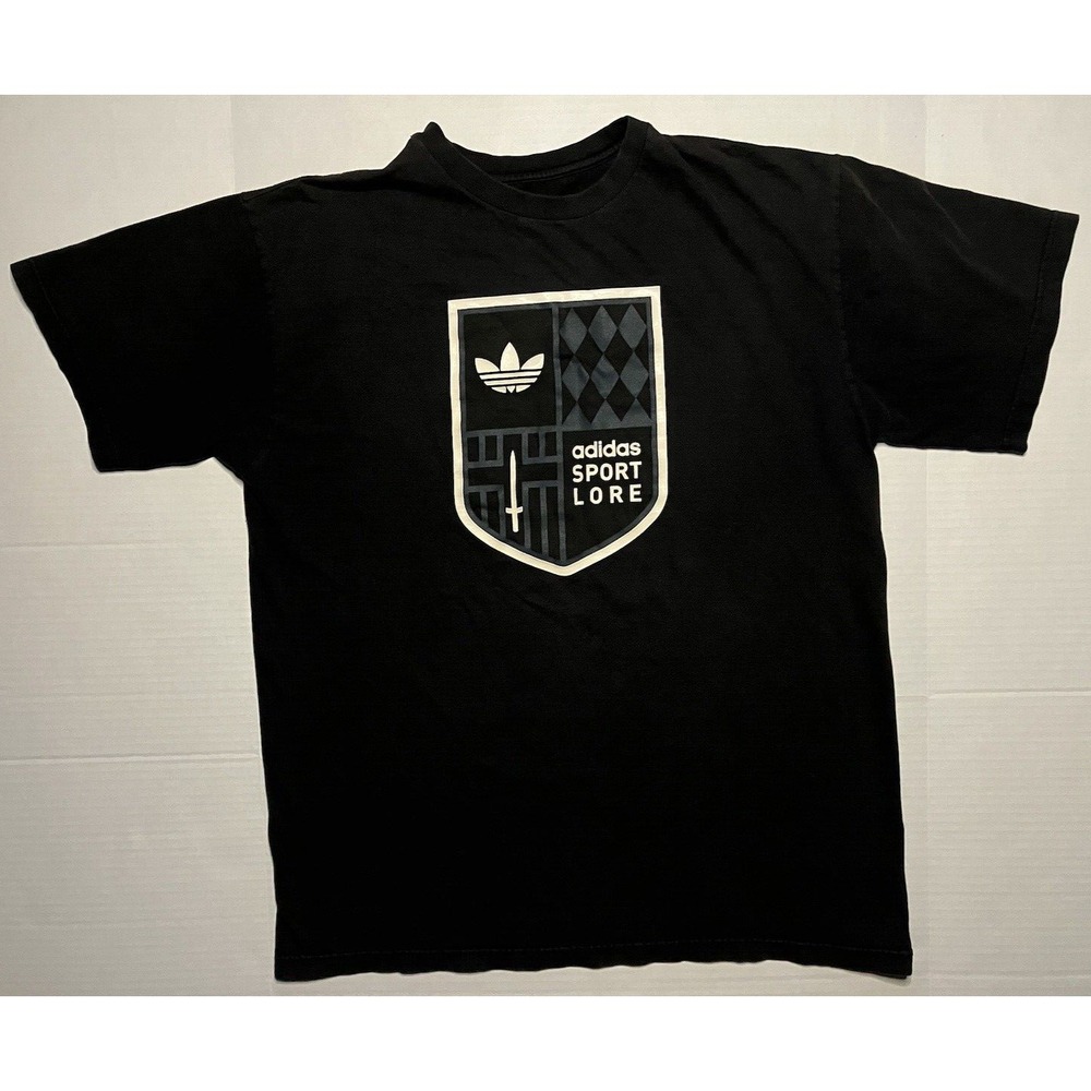 Adidas T Shirt Sport Lore Shield Vintage Y2K Black Tee Size Mens Size L